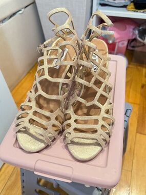 Steve Madden Champagne Glitter Cage Heels